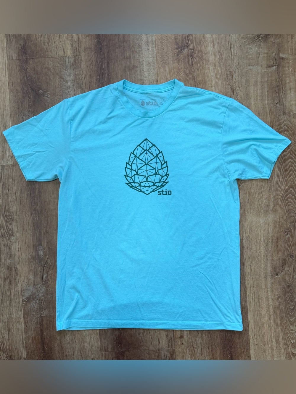 Stio Graphic T-Shirt Mens Large Tee Aqua Blue Outdoor Whitebark Pinecoke